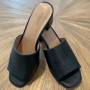 AEROSOLES ENTREE MULE HEELS - Black Faux Leather